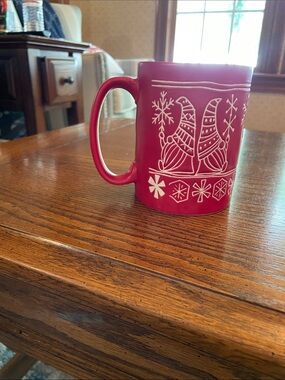 Peppermint & Pine Ceramic Mug Red Gnome Snowflake
